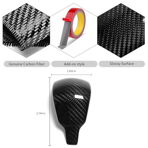 Jogon Carbon Fiber Gear Shift Knob Cover Trim for Dodge Ram 1500 TRX Pickup Off-Road 2019 2020 2021 2022 2023 2024 Center Console Shifter Head Sticker (Glossy CF) - Image 5