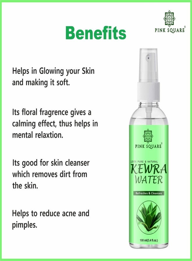 Pink Square Natural Fragrances Kewra water Tightening Refreshing Toner Face Toner/Skin Toner/Makeup Remover - For All Skin Types Women & Men Pack of 1 of 100ML - Image 4