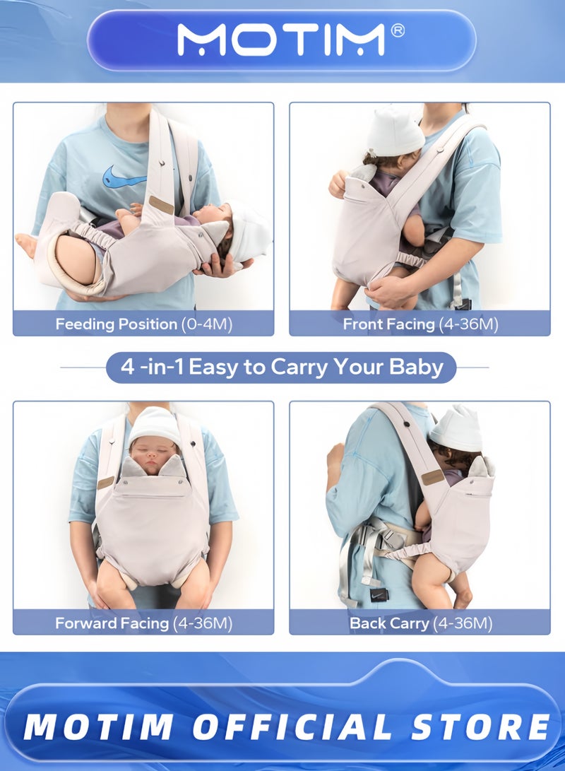 Motim Baby Carrier Newborn Baby Holder Hiking Backpack for Toddlers Adjustable Holder Portable Breathable Front and Back Carrier Bag for Infants Toddlers Babies Boys Girls  - Image 4