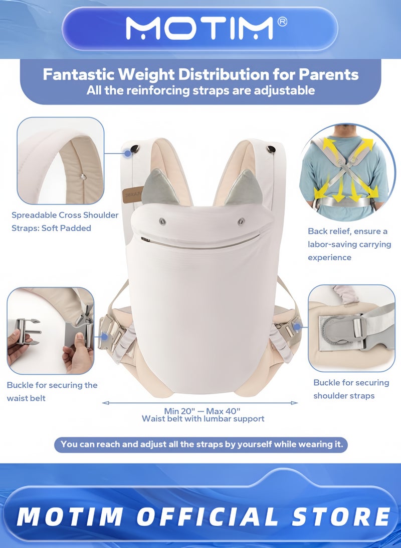 Motim Baby Carrier Newborn Baby Holder Hiking Backpack for Toddlers Adjustable Holder Portable Breathable Front and Back Carrier Bag for Infants Toddlers Babies Boys Girls  - Image 3