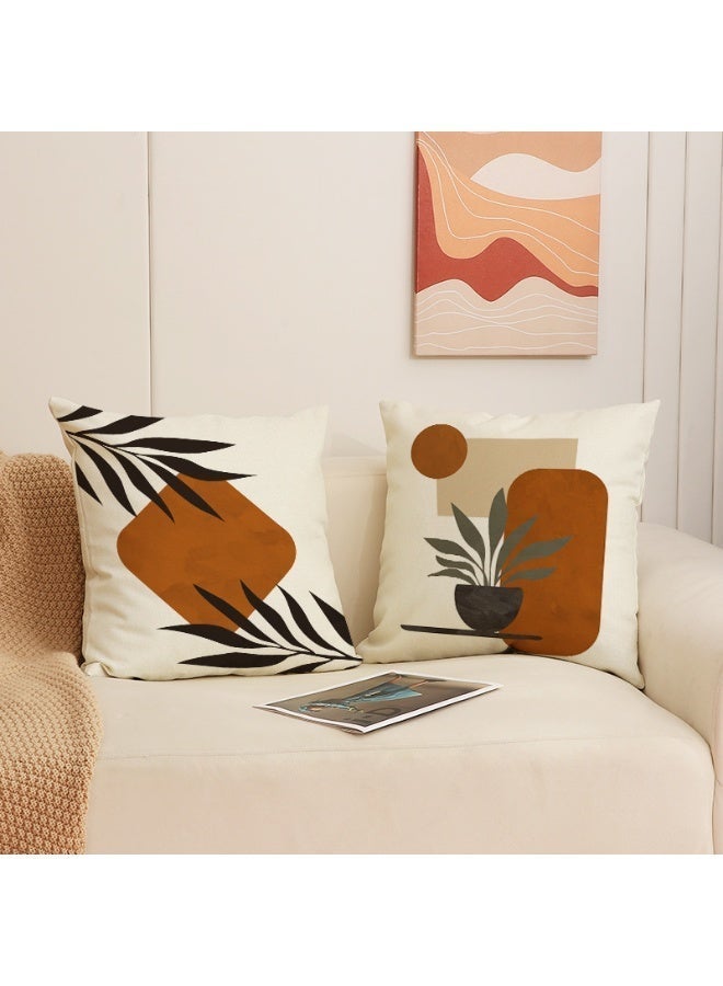 Four-piece cushion cover set, including earth-toned abstract decorative sofa pillowcases (45cm x 45cm), suitable for living room sofas, car sofas, and bed pillowcases (18x18 inches). - Image 4