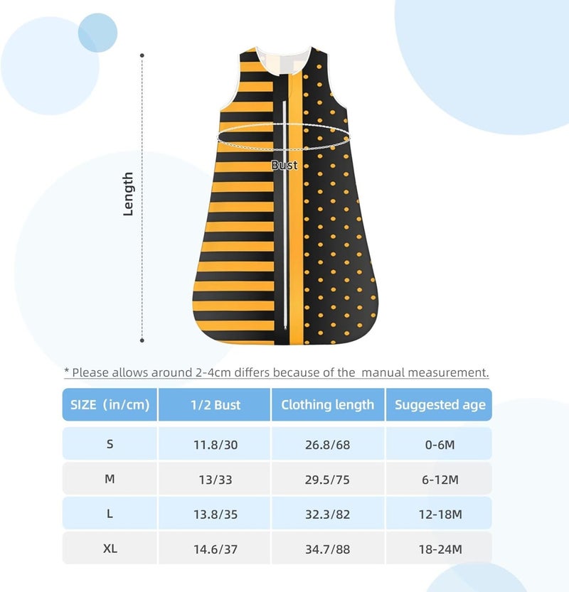 Golden Yellow Polka Dots and Black Baby Wearable Blanket Infant Boys Girls Sleeping Bags for Newborn Medium - Image 5