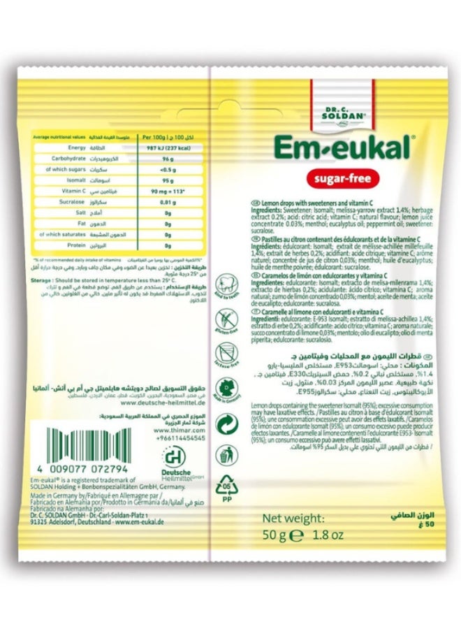 Em-eukal Lemon Sugar-Free Cough Drops – Herbal Lozenges with Vitamin C for Throat Relief – 50g – Made in Germany - Image 2