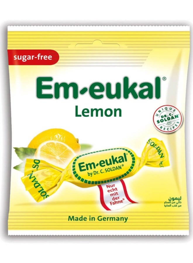 Em-eukal Lemon Sugar-Free Cough Drops – Herbal Lozenges with Vitamin C for Throat Relief – 50g – Made in Germany - Image 1