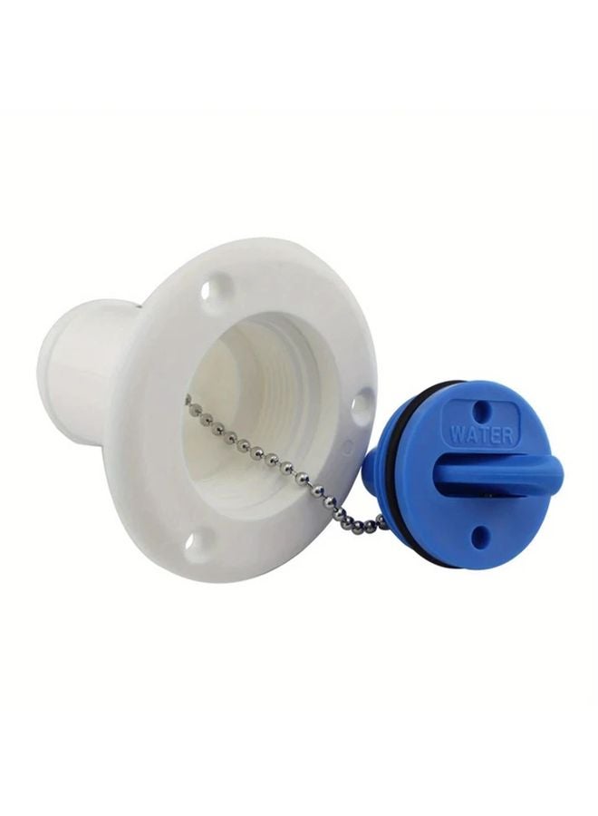 White Blue 38mm ABS Water Tank Filler Cap Secure Threaded Leakproof For RV Caravan Yacht - Image 1