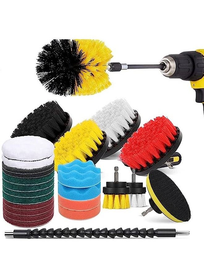 Arabest 24-Piece Drill Brush Accessories Set,Matte Pad and Sponge,Electric Matte Brush Band Extendin,Clean for Grout,Tiles,Sinks,Bathtub,Bathroom,Kitchen  - Image 1