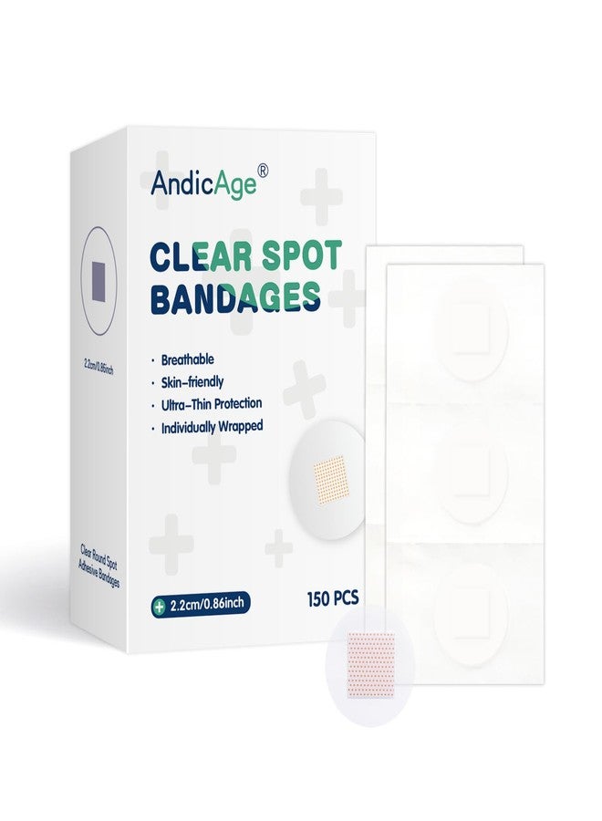 AndicAge 150pcs Adhesive Spot Bandages Waterproof PE Spot Bandages 0.87 Inch Diameter Clear Round Bandage for Wound Care and Small Incisions, 1 Box - Image 1