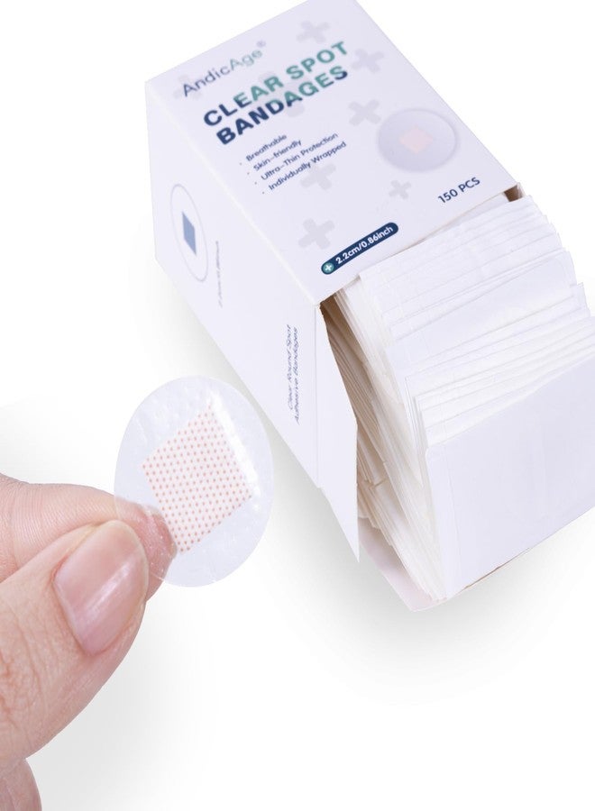 AndicAge 150pcs Adhesive Spot Bandages Waterproof PE Spot Bandages 0.87 Inch Diameter Clear Round Bandage for Wound Care and Small Incisions, 1 Box - Image 5