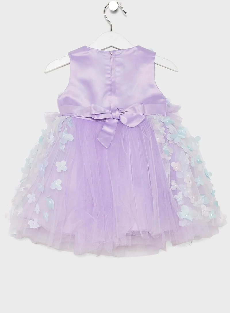 Pinata Girls Evening Wear Ruffled Dress With 3D Flowers All Over