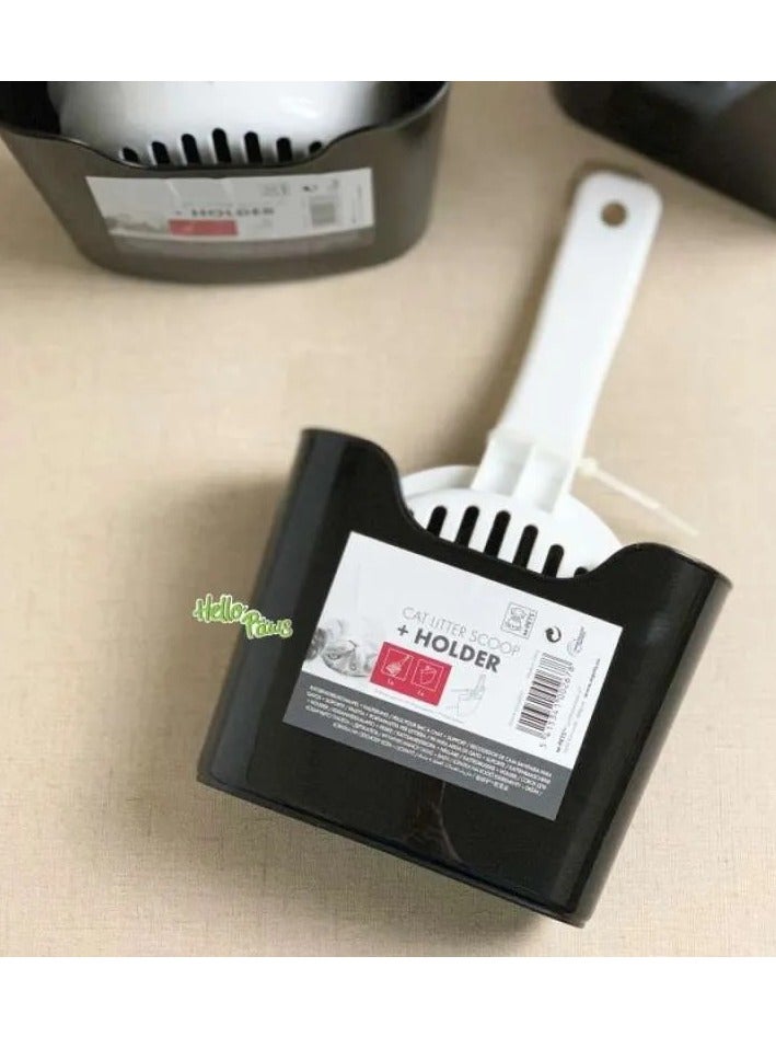 mpets Cat Litter Scoop + Holder Quality Plastic For Long Lasting Use, White - Image 2