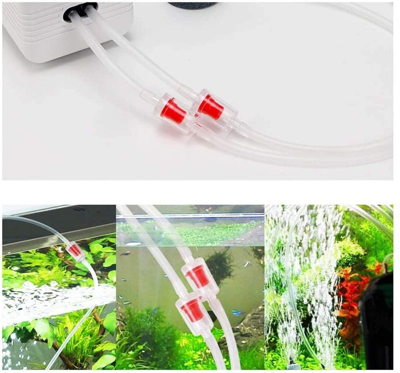 Meridian Buspoll Aquarium Air Pump Check Valves – 16 Plastic One‑Way Non‑Return Valves, Black/Red, Fits Air Line Tubing - Image 4