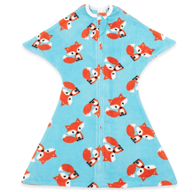 SleepingBaby Zipadee-Zip Transition Swaddle - Cozy Fleece Wearable Blanket with Two-Way Zipper for Baby Sleep - Friendly Fox, Medium (6-12 Month) - Image 1