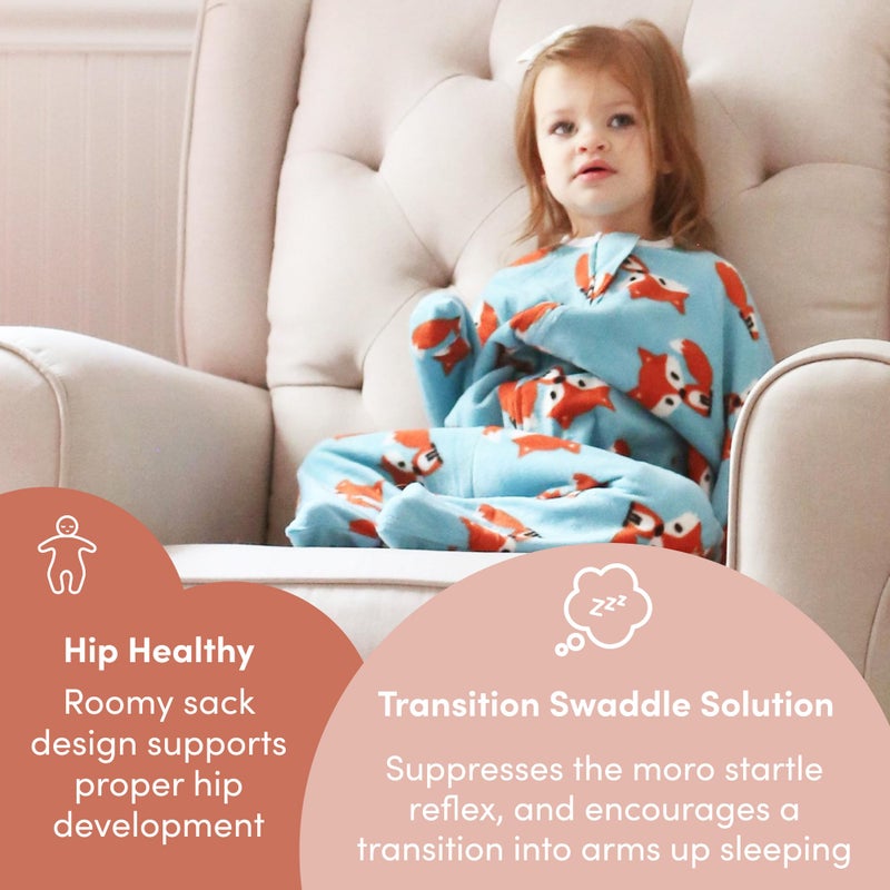 SleepingBaby Zipadee-Zip Transition Swaddle - Cozy Fleece Wearable Blanket with Two-Way Zipper for Baby Sleep - Friendly Fox, Medium (6-12 Month) - Image 3