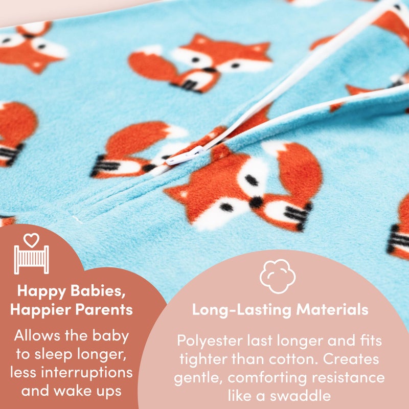 SleepingBaby Zipadee-Zip Transition Swaddle - Cozy Fleece Wearable Blanket with Two-Way Zipper for Baby Sleep - Friendly Fox, Medium (6-12 Month) - Image 4
