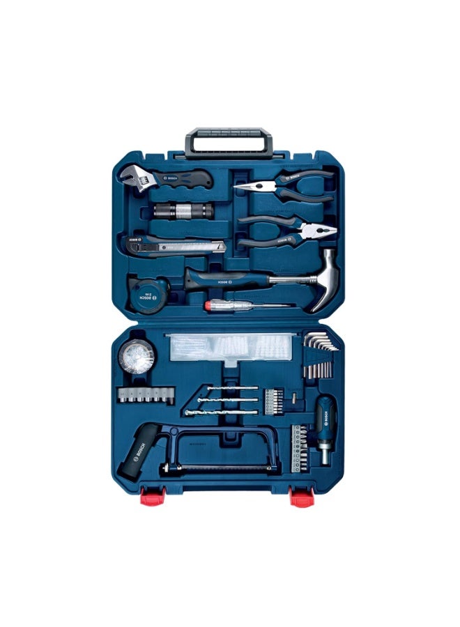 بوش BOSCH ‎ All-in-One Hand Tool Kit, 108 Pieces, Rachet Screwdriver & Allen Key, Multiple Drill Bits, Additional Performance Tool, Blue, Hard Case - Image 1