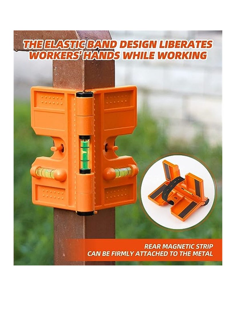 Zikra Magnetic Post Level, Folding Magnetic Post Level with Elastic Loop, Foldable Spirit Level Square for Hands-free Work, 1 Pcs - Image 2