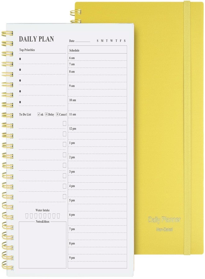 Asten To Do List Notebook - Daily Planner with Hourly Schedules, Spiral Binding, Inner Pocket, 8.3"x 5.8" (Yellow) - Undated, Suitable for Men, Women & ADHD, Work Planner - Image 1