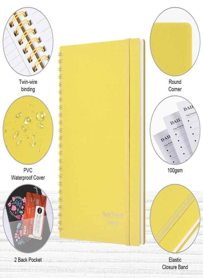 Asten To Do List Notebook - Daily Planner with Hourly Schedules, Spiral Binding, Inner Pocket, 8.3"x 5.8" (Yellow) - Undated, Suitable for Men, Women & ADHD, Work Planner - Image 4