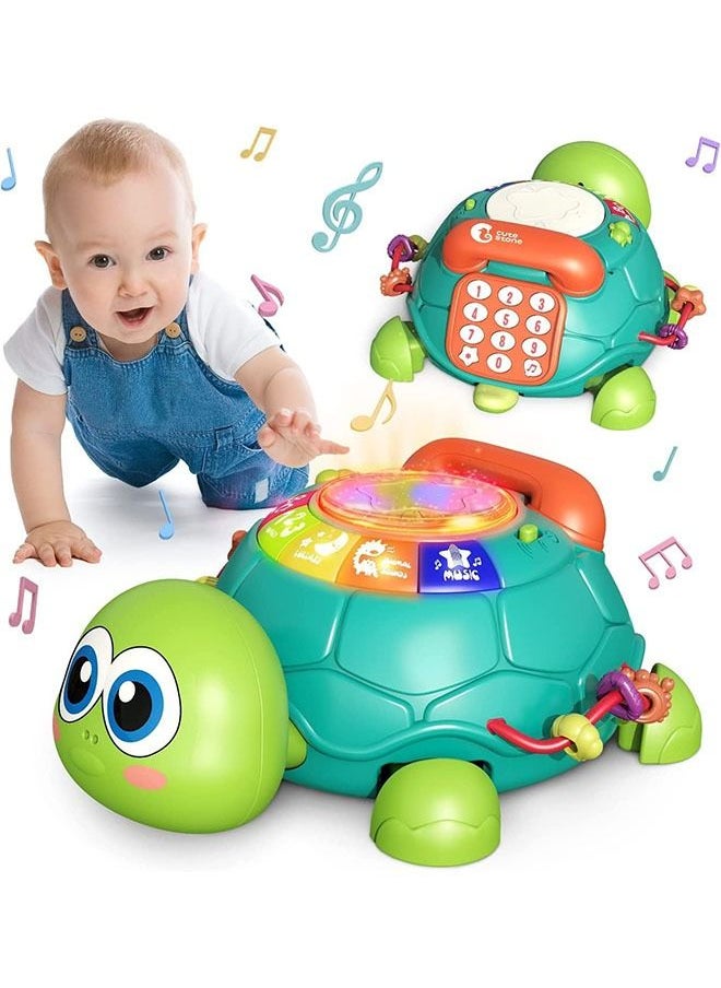 YelaJoy Baby Musical Toy, Musical Turtle Baby Toys, Early Educational Developmental Toys, Baby Learning Educational Toy Musical Turtle Toy with Lights and Sounds, Pretend Phone Call  - Image 1