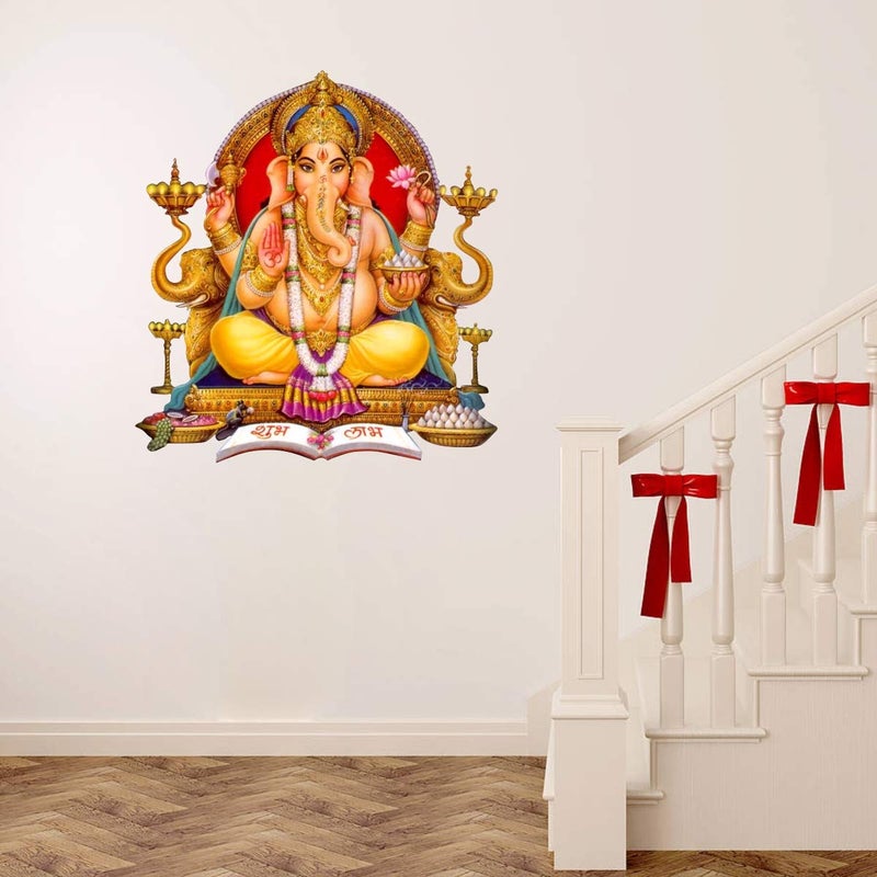 DecorVilla Decor Villa PVC Vinyl Ganeshji 3D Wall Sticker JUST Peel Stick New Modern Art Trendy Wall Stickers for Home Decoration Living RoomOffice Bedroom etc Size 58 CM X 50 CM Multicolor - Image 2