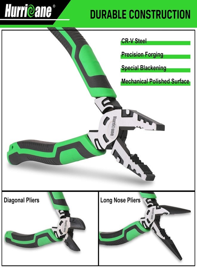 HURRICANE 3 Pieces Pliers Set, Heavy-duty Pliers Set, with 8 Inch Linesman pliers, 8 Inch Needle Nose pliers and 6 Inch Diagonal Cutting pliers for Basic Repair - Image 2