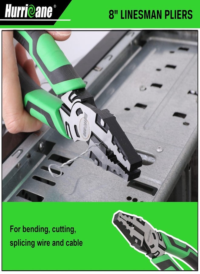 HURRICANE 3 Pieces Pliers Set, Heavy-duty Pliers Set, with 8 Inch Linesman pliers, 8 Inch Needle Nose pliers and 6 Inch Diagonal Cutting pliers for Basic Repair - Image 5