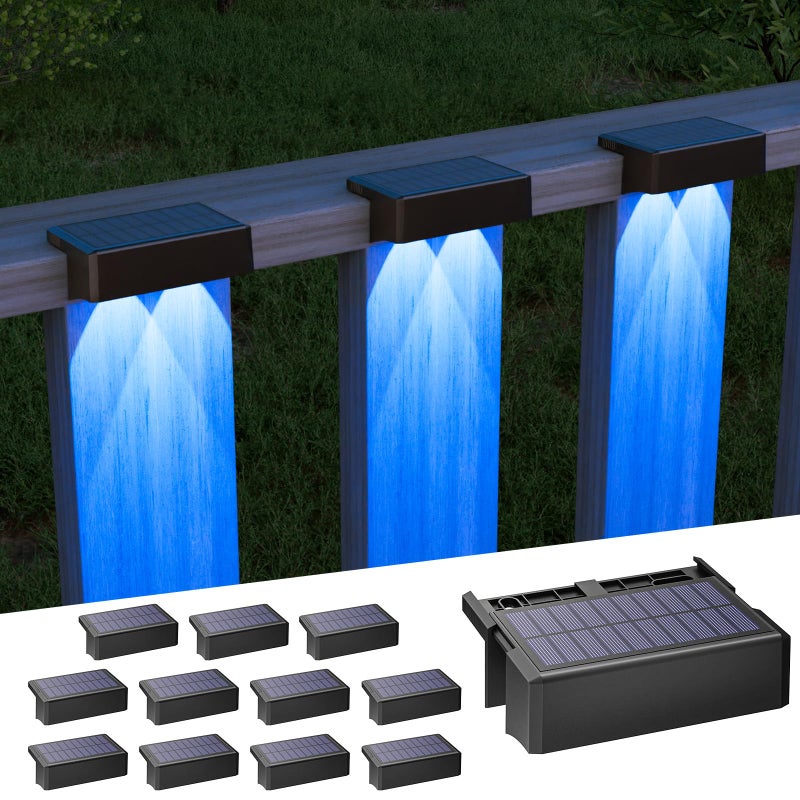 VOLISUN Solar Deck Lights 12 Pack Warm White Cool White and RGB Color Glow LED Large Size Lamp IP65 Waterproof Solar Fence Lights Outdoor for Step Patio Fence Railing Wall Stairs - Image 2