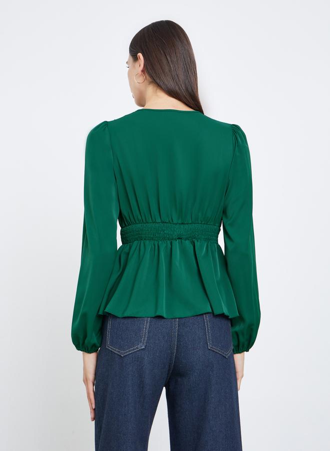 Take Two Emerald Green Puff Sleeve Wrap To - Image 4