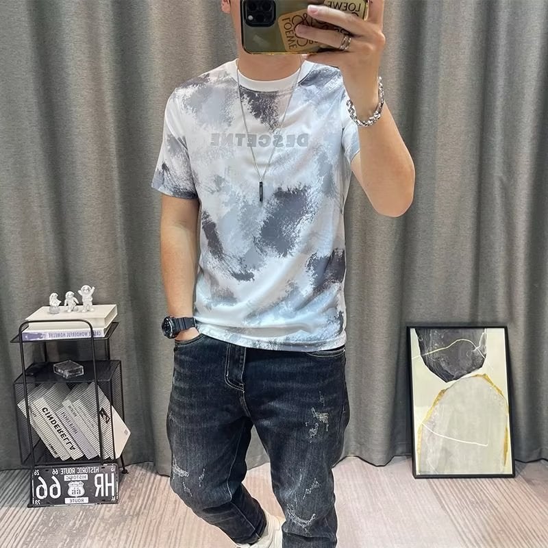 Fashionable Urban Temperament T-shirt All-match Fashionable Summer Round Neck Fashionable Trendy Brand Daily Lazy Men's Artistic Trendy New Style - Image 5
