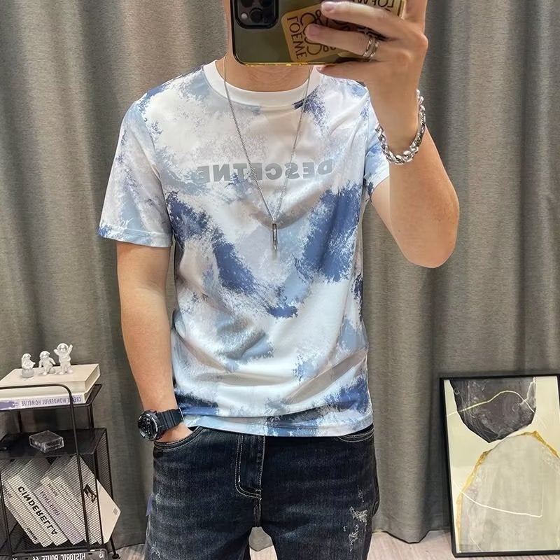 Fashionable Urban Temperament T-shirt All-match Fashionable Summer Round Neck Fashionable Trendy Brand Daily Lazy Men's Artistic Trendy New Style - Image 2