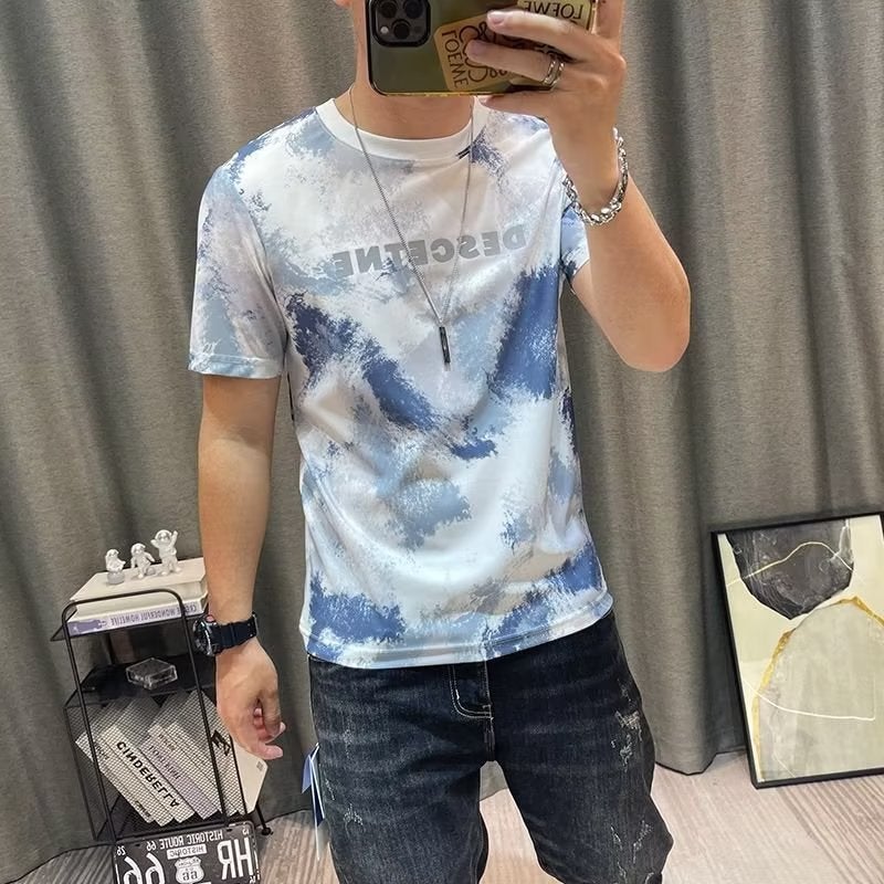 Fashionable Urban Temperament T-shirt All-match Fashionable Summer Round Neck Fashionable Trendy Brand Daily Lazy Men's Artistic Trendy New Style - Image 4