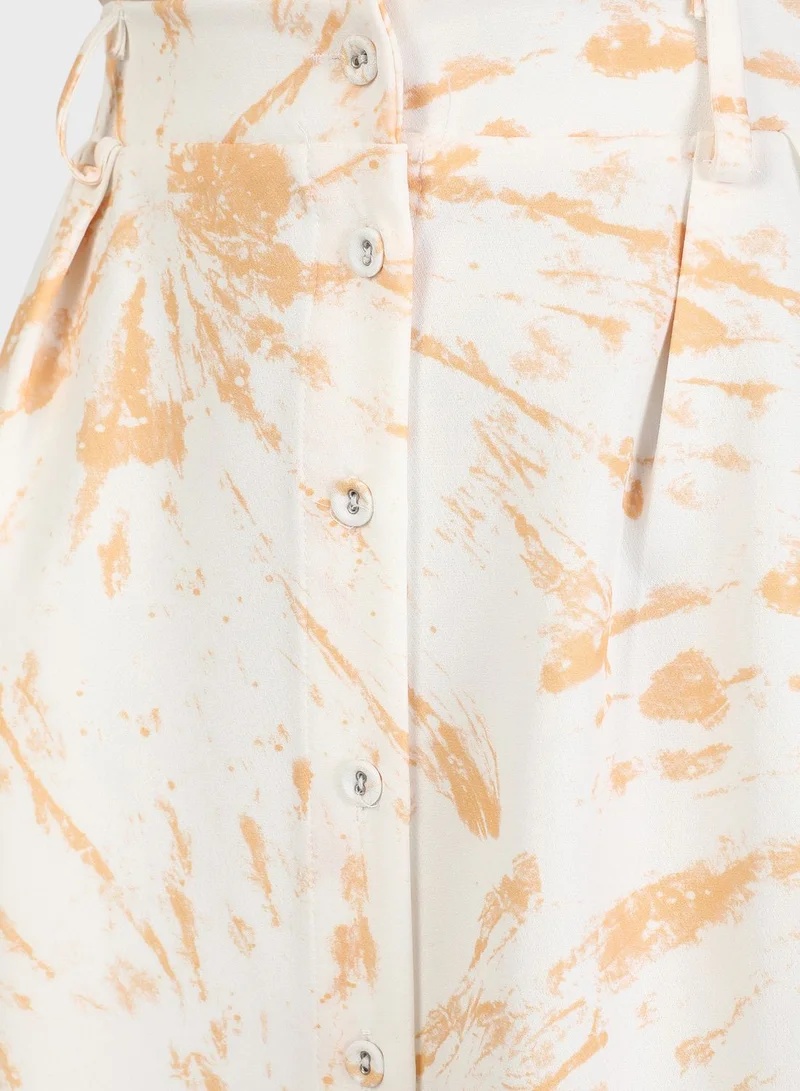 Benin by modanisa Button Detail Printed Skirt
