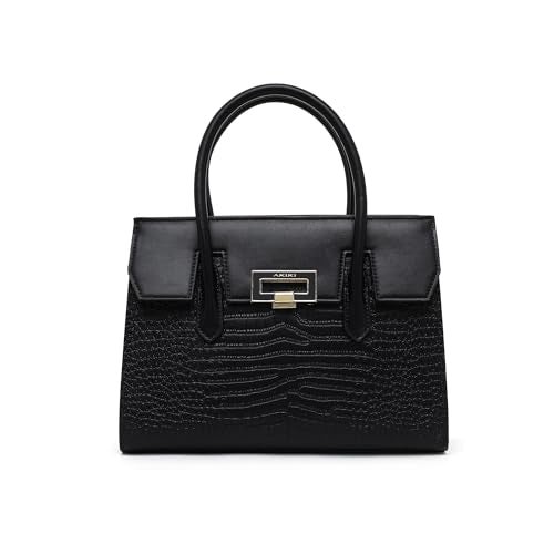 Akiki London Women's Camden Satchel Handbag|Dual Strap|Front and Back Snap Compartment|Croco Texture|Premium Metal Finish Handbag for Women - Image 1