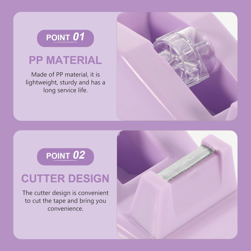 Lavender Purple Compact Tape Dispenser With Cutter For Office Packaging School Supplies - Image 4