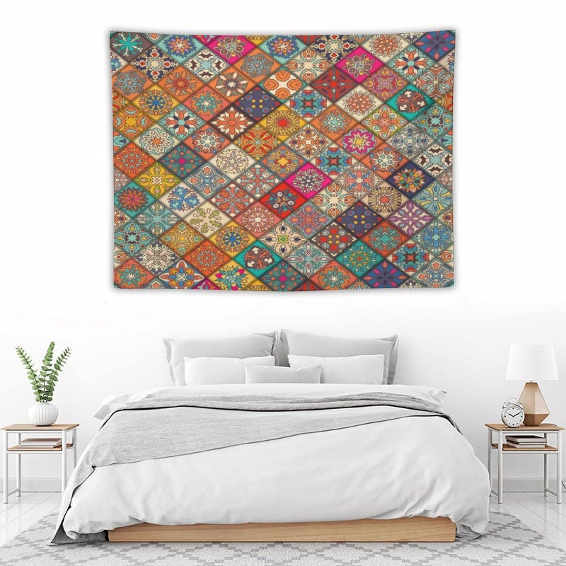 Kurtect Bohemian Tapestry,Vintage Style Colorful Geometric Stripe Abstract Pattern Tapestries for Party Beach Picnic Blankets Tablecloths Living Room Wall Deocr, 30x40 in - Image 5