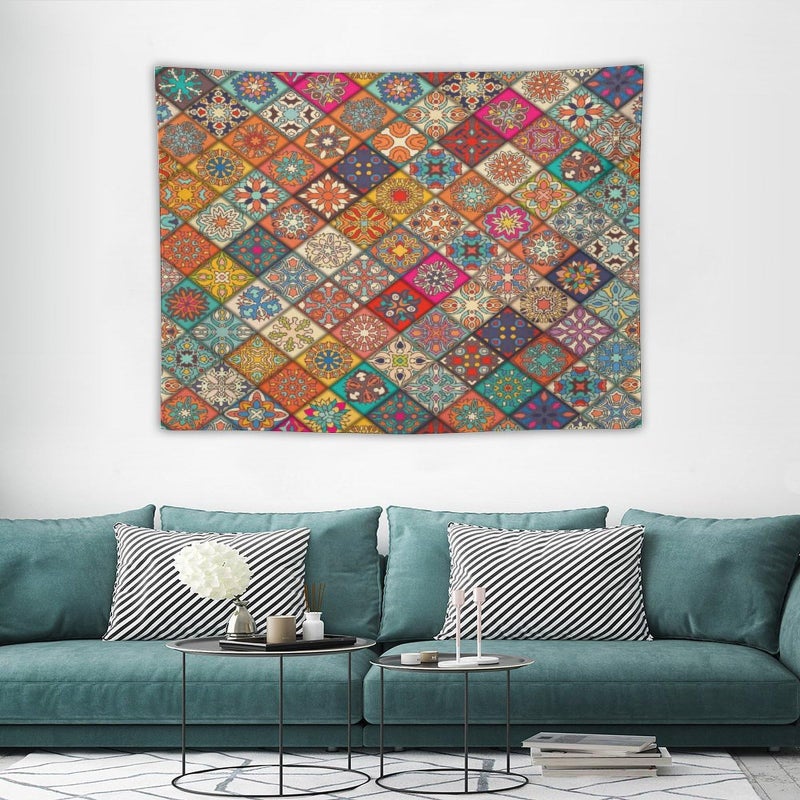 Kurtect Bohemian Tapestry,Vintage Style Colorful Geometric Stripe Abstract Pattern Tapestries for Party Beach Picnic Blankets Tablecloths Living Room Wall Deocr, 30x40 in - Image 3