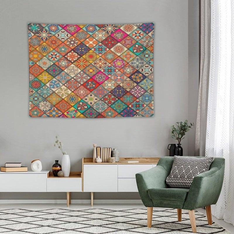 Kurtect Bohemian Tapestry,Vintage Style Colorful Geometric Stripe Abstract Pattern Tapestries for Party Beach Picnic Blankets Tablecloths Living Room Wall Deocr, 30x40 in - Image 4
