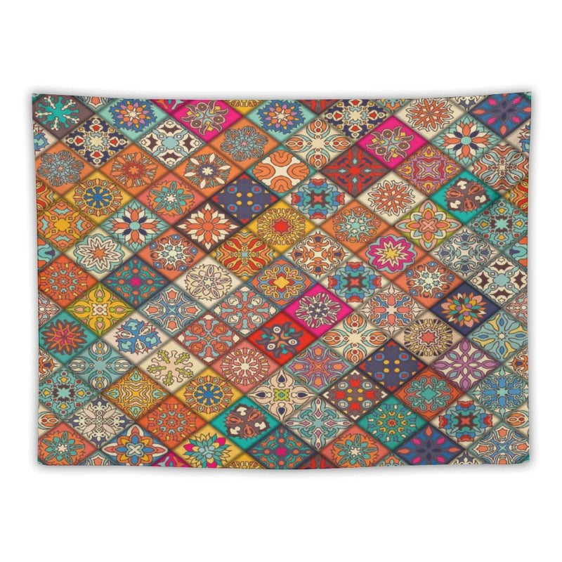 Kurtect Bohemian Tapestry,Vintage Style Colorful Geometric Stripe Abstract Pattern Tapestries for Party Beach Picnic Blankets Tablecloths Living Room Wall Deocr, 30x40 in - Image 1