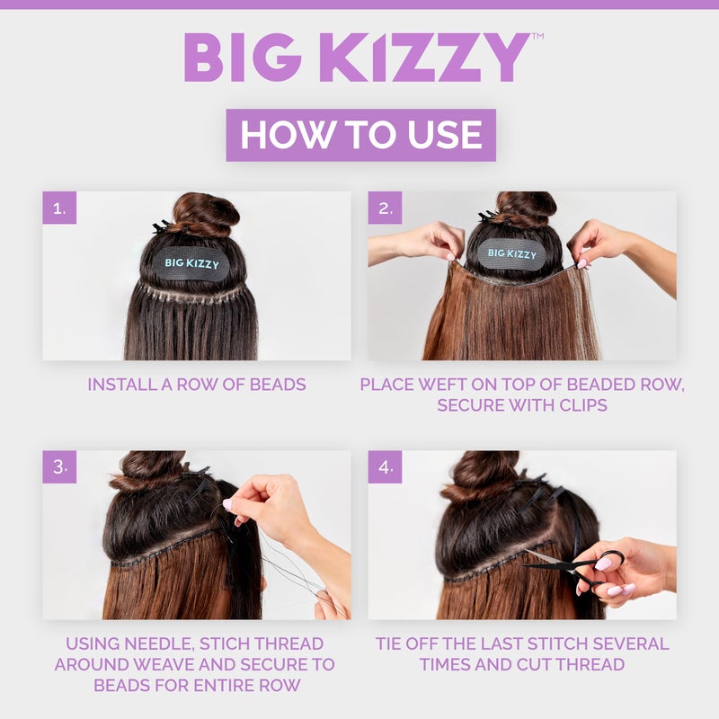 Big Kizzy Light Brown 1400M Nylon Thread For Hair Extensions  Sew In Human Hair Weft And Wigs - Non-Slip And Comfortable Hold For Hand And Machine Tied Weft - Image 3