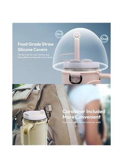 HOOKOR Water Bottle Carrier Bag for Stanley 30/40oz Tumbler with Handle, Water Bottle Holder Pouch with Adjustable Shoulder Strap & Straw Cover for Hiking Travelling Camping (Beige)  - Image 5