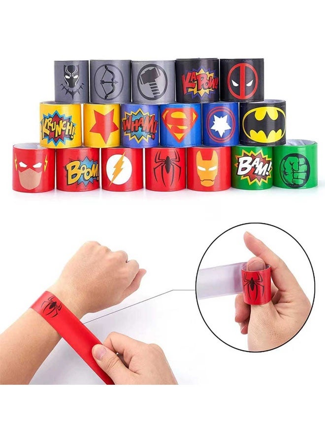 Beauenty 60Pcs Superhero Party Favors,36Pcs Bracelets Slap 24Pcs Tattoo Sticker for Kids Girls Boys School Classroom Exchange Prizes Gifts (60PC) - Image 4