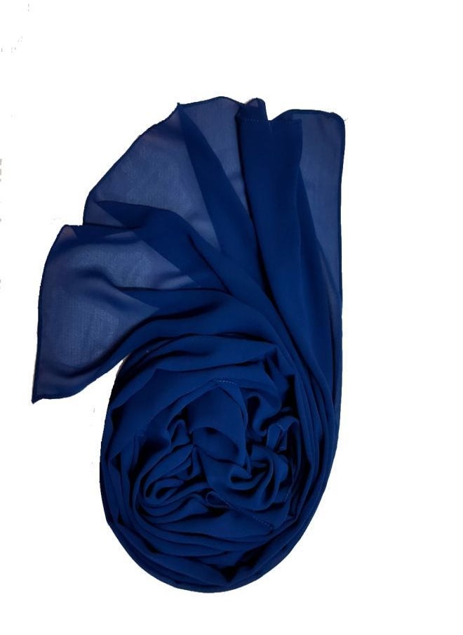 ماركة غير محددة - حجاب من فتاه - اسكارف - طرحة شيفون كريب مقاس مناسب - لون أزرق ملكي - Image 1