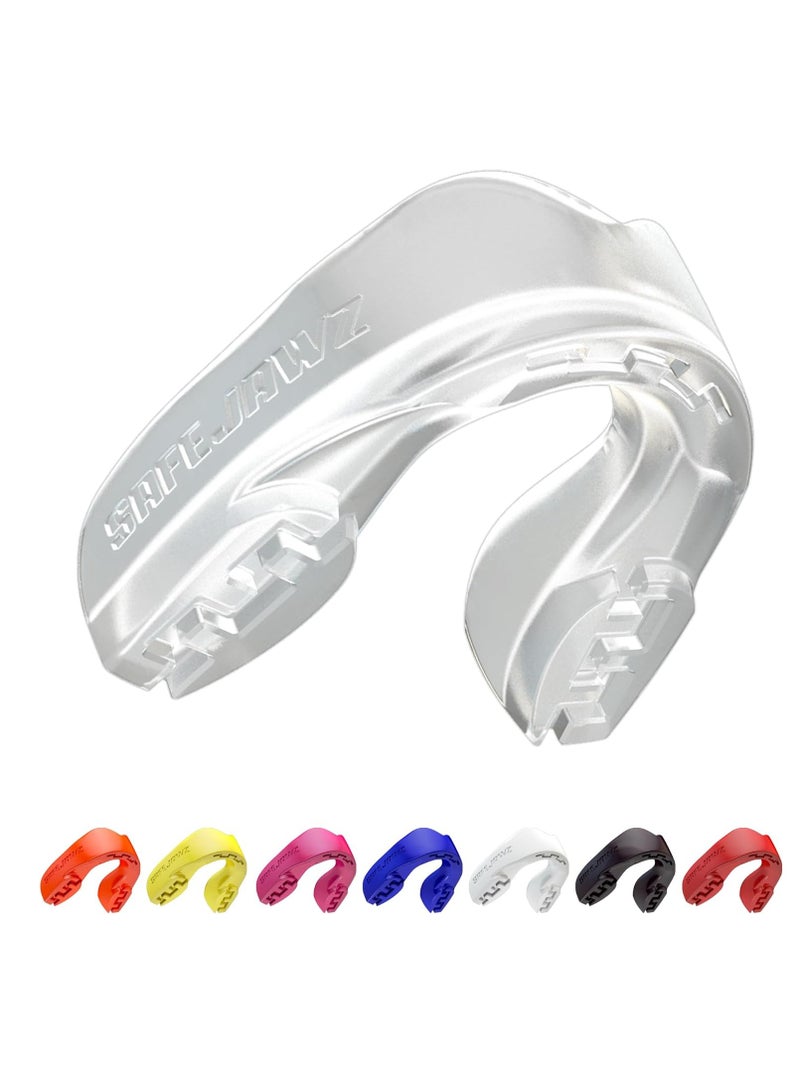SAFEJAWZ Mouthguard Slim Fit, Adults and Junior Gum Shield with Case for Boxing, MMA, Rugby, Martial Arts, Judo, Karate, Hockey and All Contact Sports (Adult (12+ Years), Clear) - Image 1