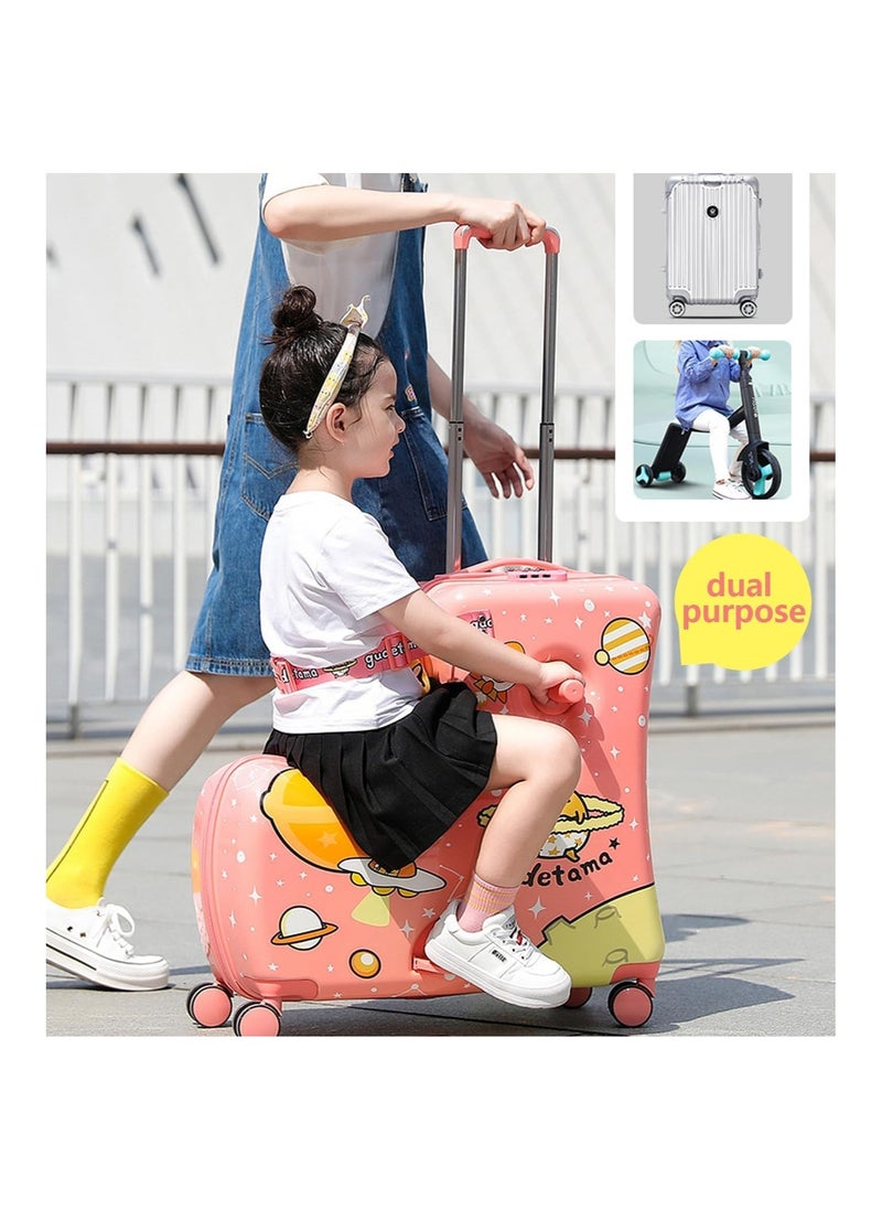BLOOMING TIME Kids Ride-On Suitcase Children Trolley Hard Shell Carry On Luggage,Travel Suitcase With Safety  - Image 2