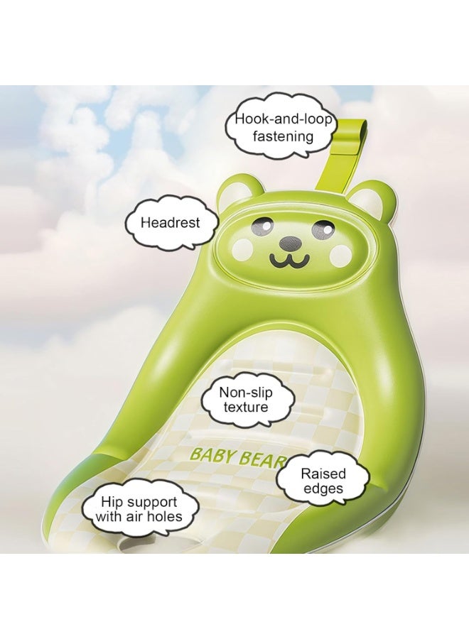 LBMT Baby Inflatable Bathtub, Portable Travel Baby Infant Bath Tub, Toddler Bathtub with Air Pump,Bath Pad,9.5cm Dinosaur patterned Neck Collar and Cute Toys,Foldable Non-Slip Shower Basin Mini Air Swimming Pool for Newborn (Cute Bear Green) - Image 5
