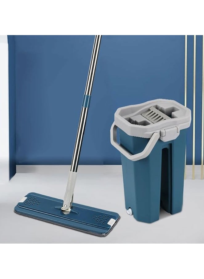 Generic - Hands-Free Squeeze Flat Spin Mop System 360° Flexible Head , Blue - Image 1