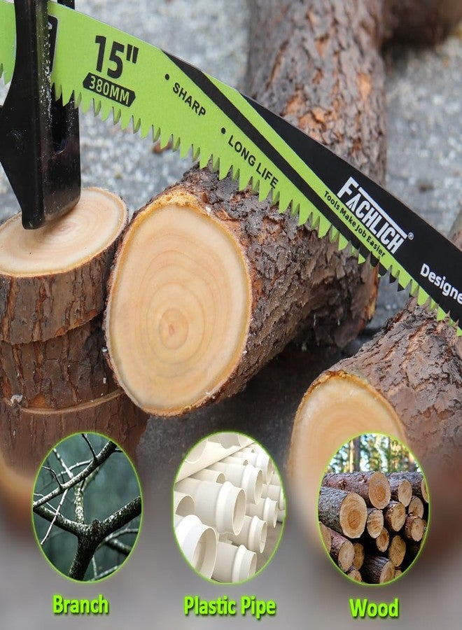 FACHLICH 15" Japanese Teeth Reciprocating Saw Blades Wood Pruning - FACHLICH 4pcs Curved Edge 6TPI for Tree Trimming, Wood Cutting, Cr-V Sabre Sawzall Blades Better Wear Resistance - Image 3