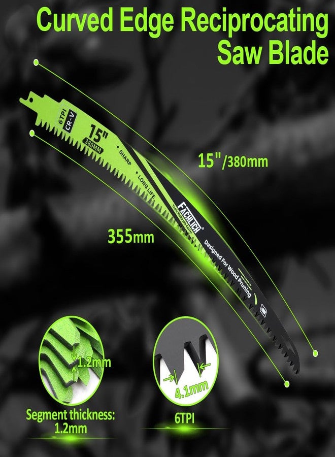 FACHLICH 15" Japanese Teeth Reciprocating Saw Blades Wood Pruning - FACHLICH 4pcs Curved Edge 6TPI for Tree Trimming, Wood Cutting, Cr-V Sabre Sawzall Blades Better Wear Resistance - Image 2