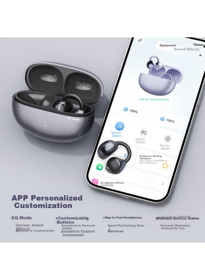 Ikf Air Clip Art Editionbluetooth Earphones Ear-hook Style True Wireless Open Bone Conduction Earphones Hifi Sound Quality Sports Music Dark Night Black - Image 3