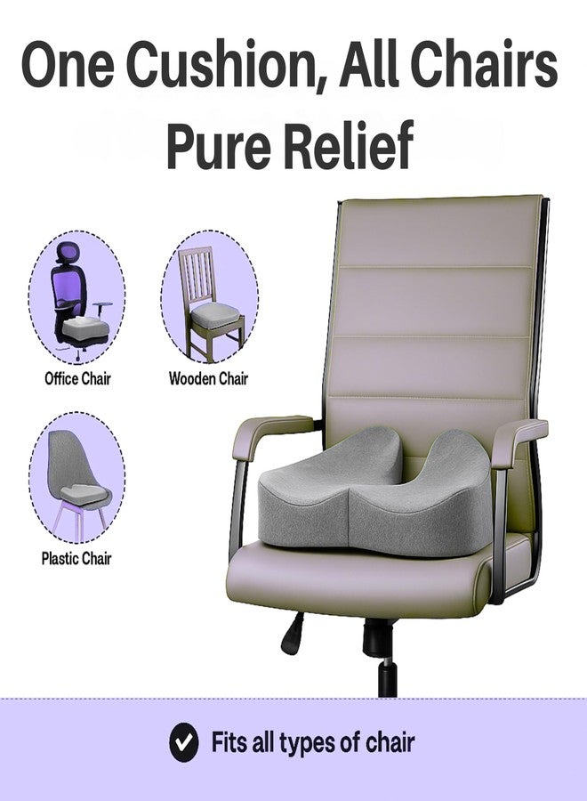 ORTHICO Gel Memory Foam Coccyx Seat Cushion - Orthopedic Tailbone & Sciatica Relief Cushion for Office Chair, Car & Wheelchair - Large, Grey, Washable Cover, 1-Year Warranty - Image 2